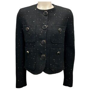 Elie Saab Black 2023 Sequined Cropped Tweed Jacket